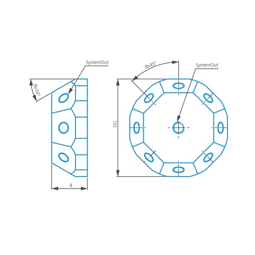Angled multiple angle piece, 8x45&deg;, M5 product photo
